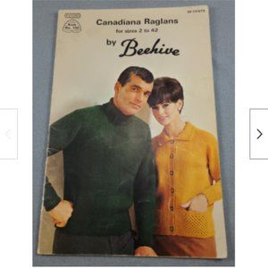 Vtg 60s Beehive Canadiana Raglans Sweaters Sz 2-42 Knitting Pattern #100 Patons